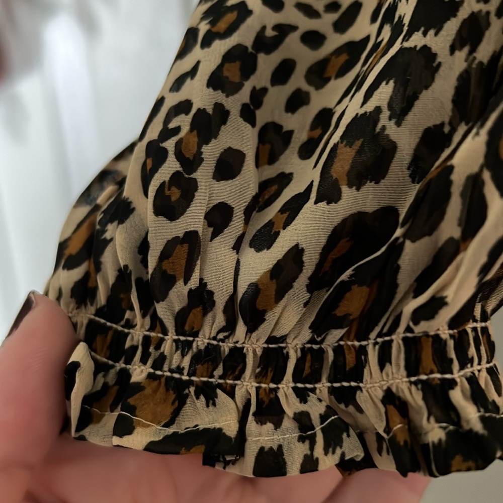 TIME and TRU Black/Brown/Tan Animal Print Peasant Dress, Size LG(12-14), NWT. - Picture 5 of 9